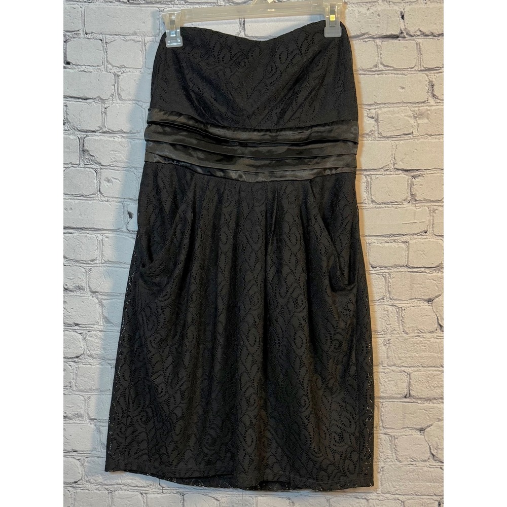 Wishes Wishes Wishes Black Lace Strapless Dress with‎ Pockets 14W